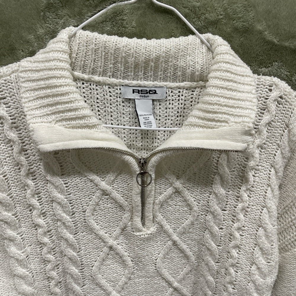 RSQ Women's Ivory Cable Knit Turtleneck Sweater